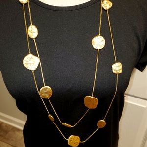 Chico's Kate pendant hammered gold necklace 18-22" nwt